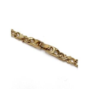 Vintage Gold Tone Chain Necklace X-Link Wave Design 18.5”